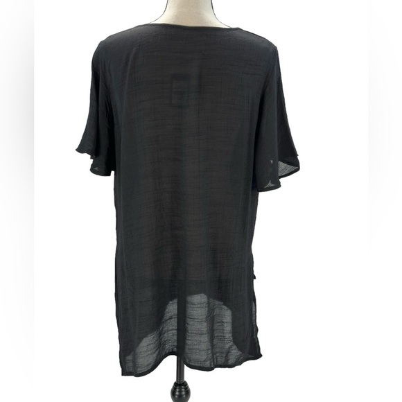 Avenue Short Sleeve V Neck Mylah Layer Tunic Blouse - Black - size 18 - Picture 3 of 8